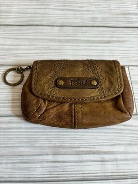 Vintage Fossil Green Leather Key Pouch